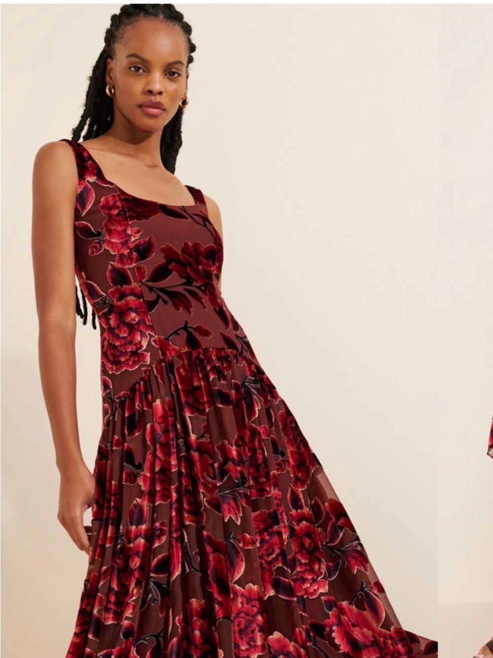 Free People Burgundy Red Floral Maxi Dress